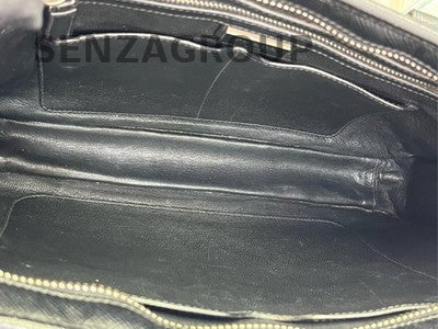 Prada Black Leather Classic Unisex Briefcase with Silver Hardware