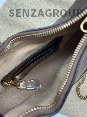 Gucci GG Marmont Matelassé Mini Chain Shoulder Bag Brown Gold Hardware