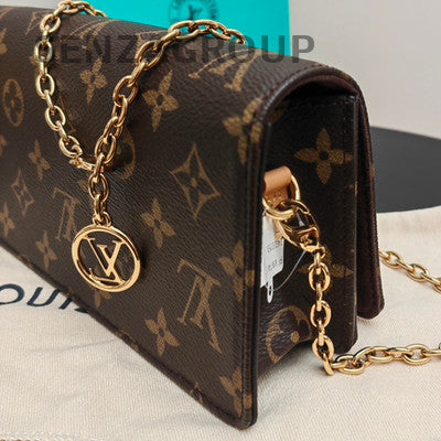 Louis Vuitton Monogram Lily Chain Shoulder Bag Brown Gold Hardware