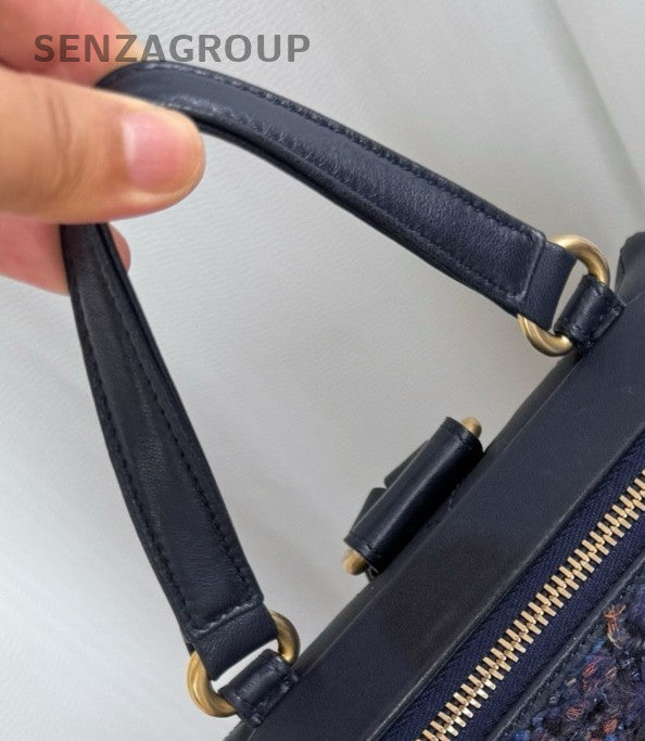 Chanel Calfskin Backpack Blue Gold Used Women Classic Fashion
