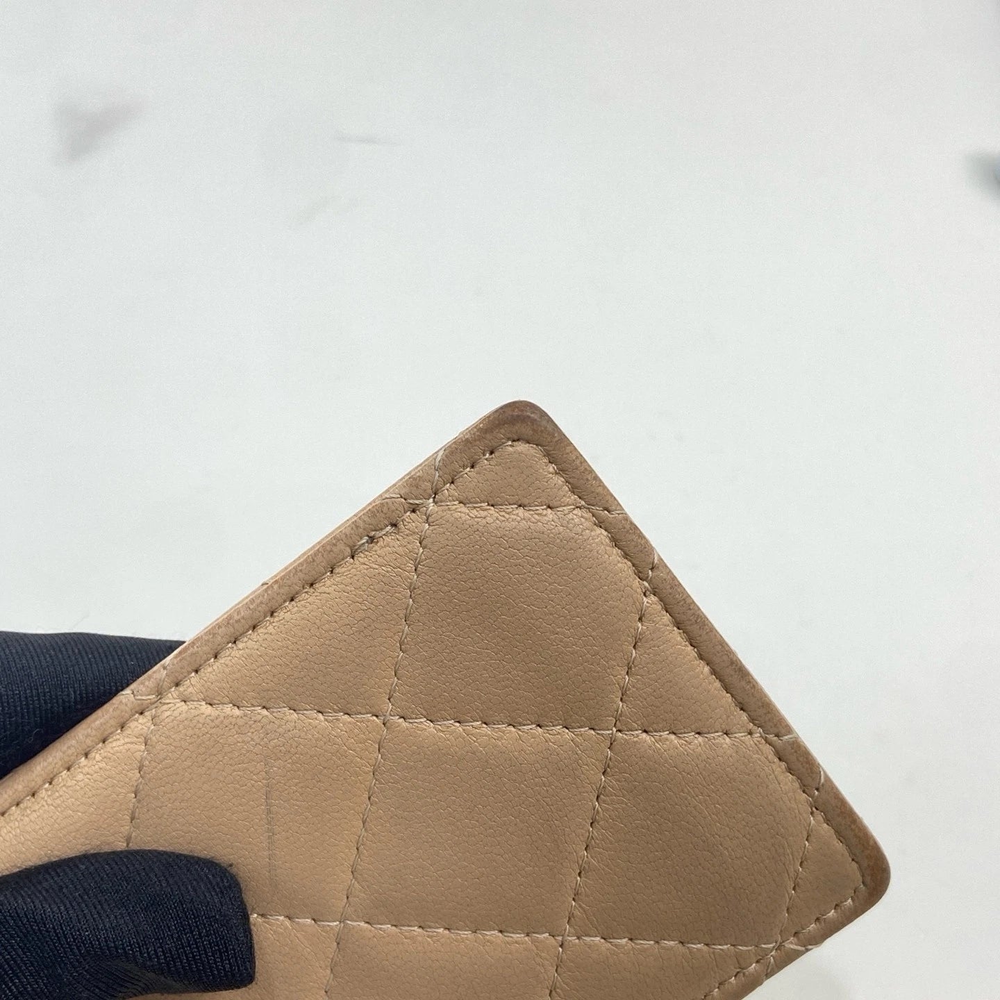 CHANEL Pre-owned Beige Lamskin Chain Card Wallet For Women