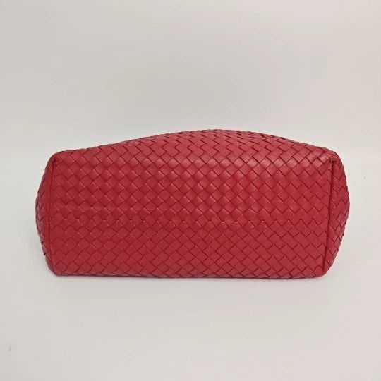 Bottega Veneta Red Woven Leather Shoulder Handbag For Women