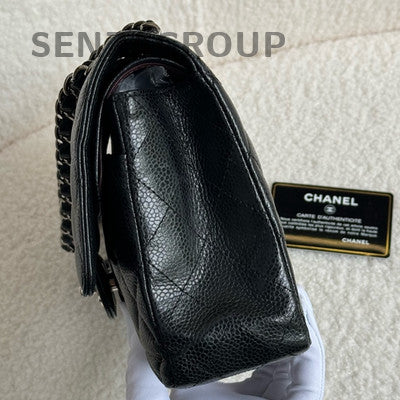 Chanel Black Silver Calfskin Medium CF Chain Shoulder Bag