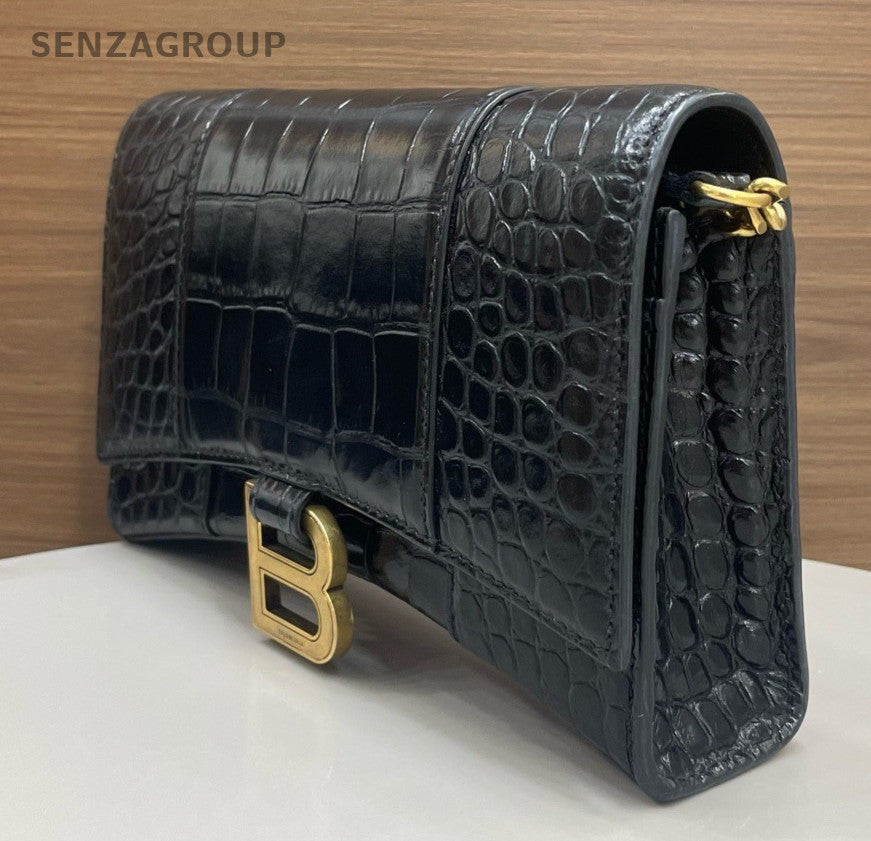Balenciaga WOC Chain Shoulder Bag Crossbody Black Gold Women Classic Fashion