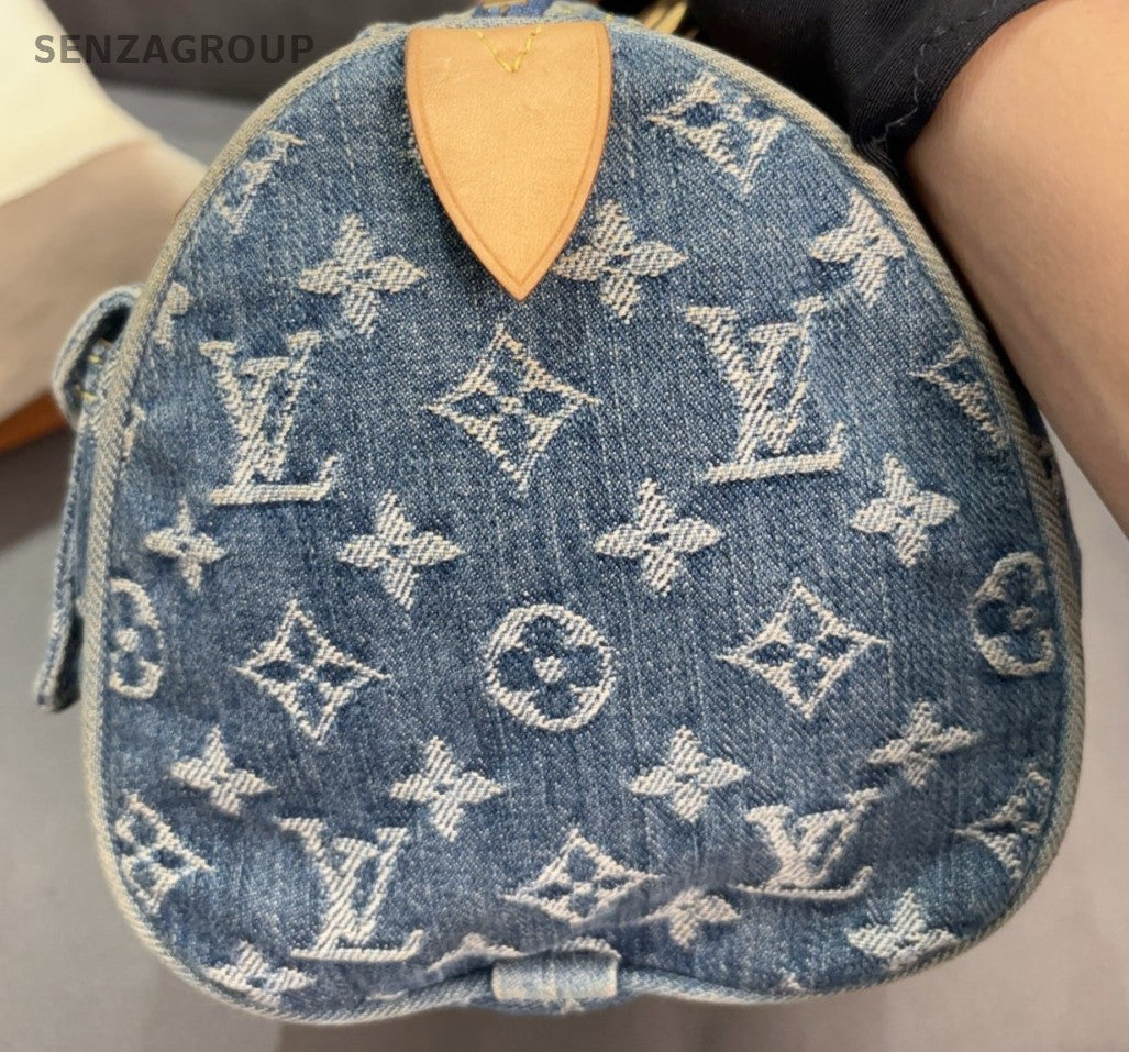 Louis Vuitton Monogram Handbag Blue Yellow Unisex Adults Classic