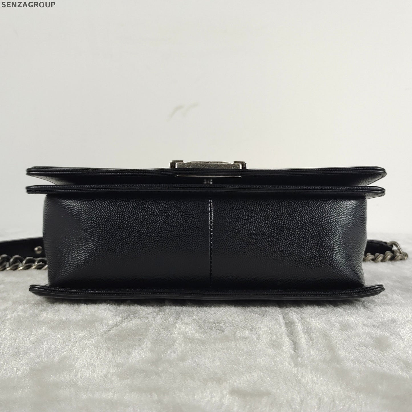 Chanel Le Boy Medium Black Silver Chain Shoulder Bag Quilted Classic