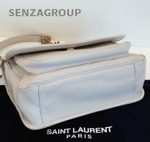 Saint Laurent Niki MM Chain Shoulder Bag White Gold Women Classic Designer