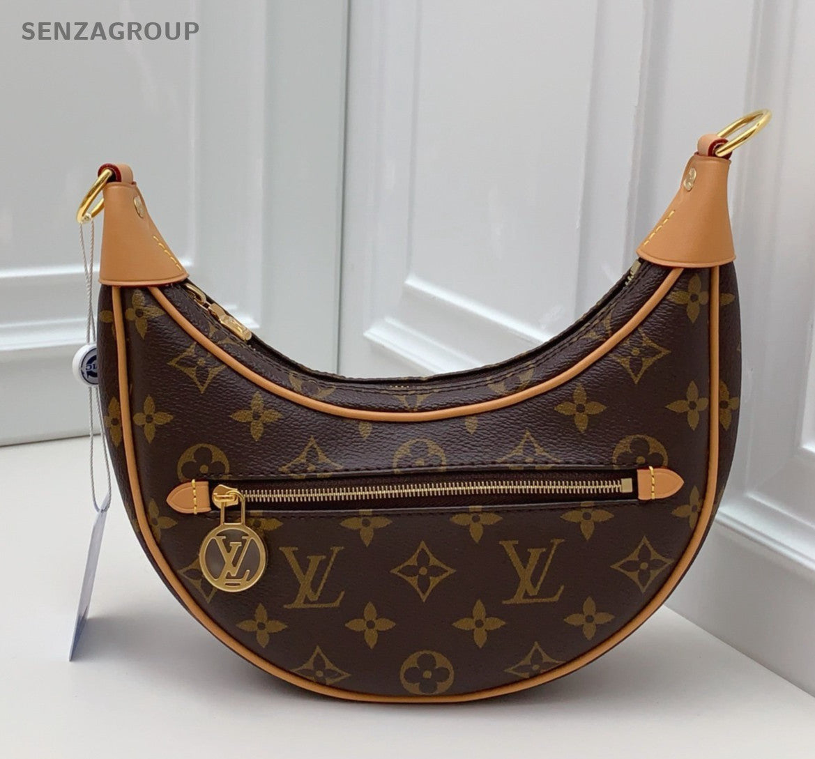 Louis Vuitton Loop Monogram Chain Shoulder Bag Brown Gold Women Classic