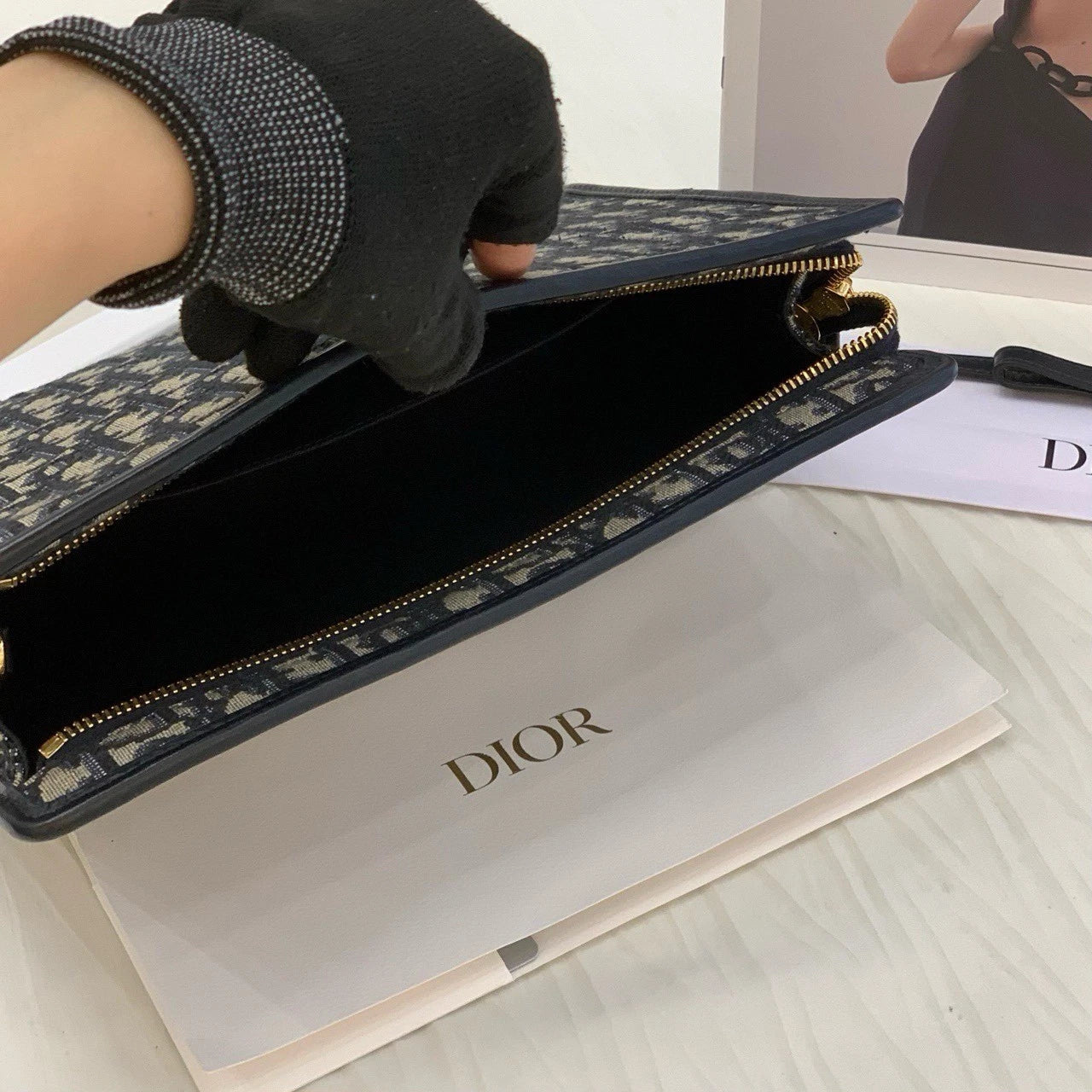 Dior Canvas Oblique Montaigne30 Clutch Crossbody Bag Women