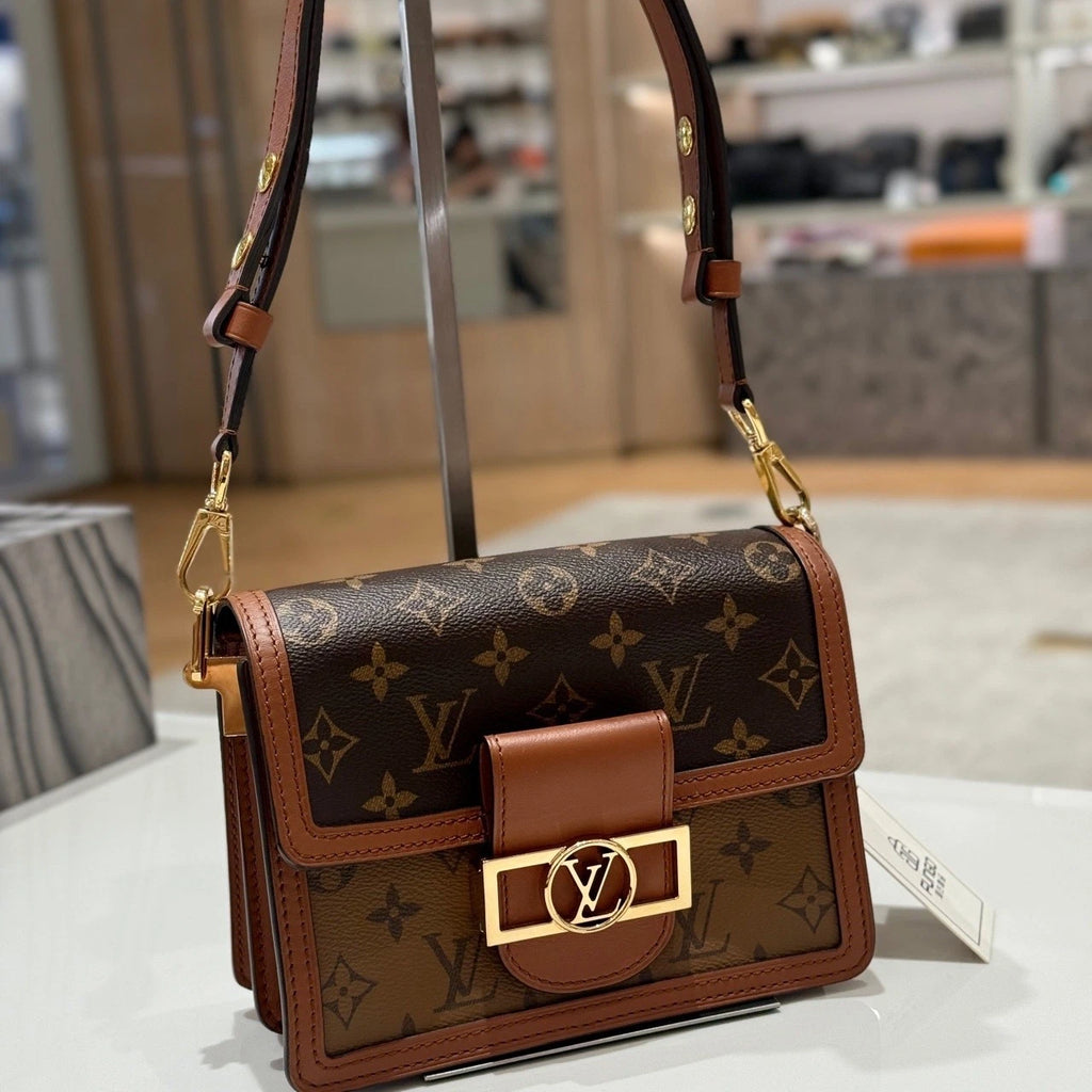 Louis Vuitton Women Dauphine Monogram Canvas Shoulder Crossbody Bag Brown