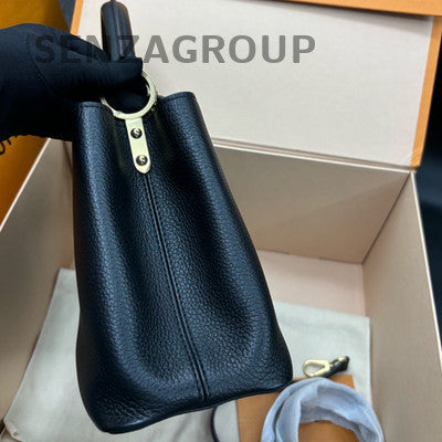 Louis Vuitton Capucines Taurillon Mini Black Gold Handbag Women