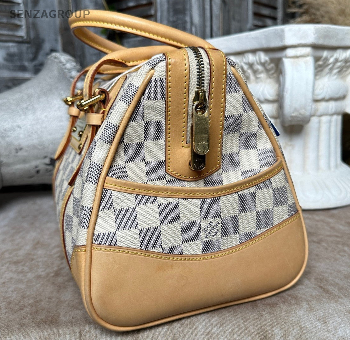 Louis Vuitton Boston White Damier Ebene Top Handle Bag Women Classic