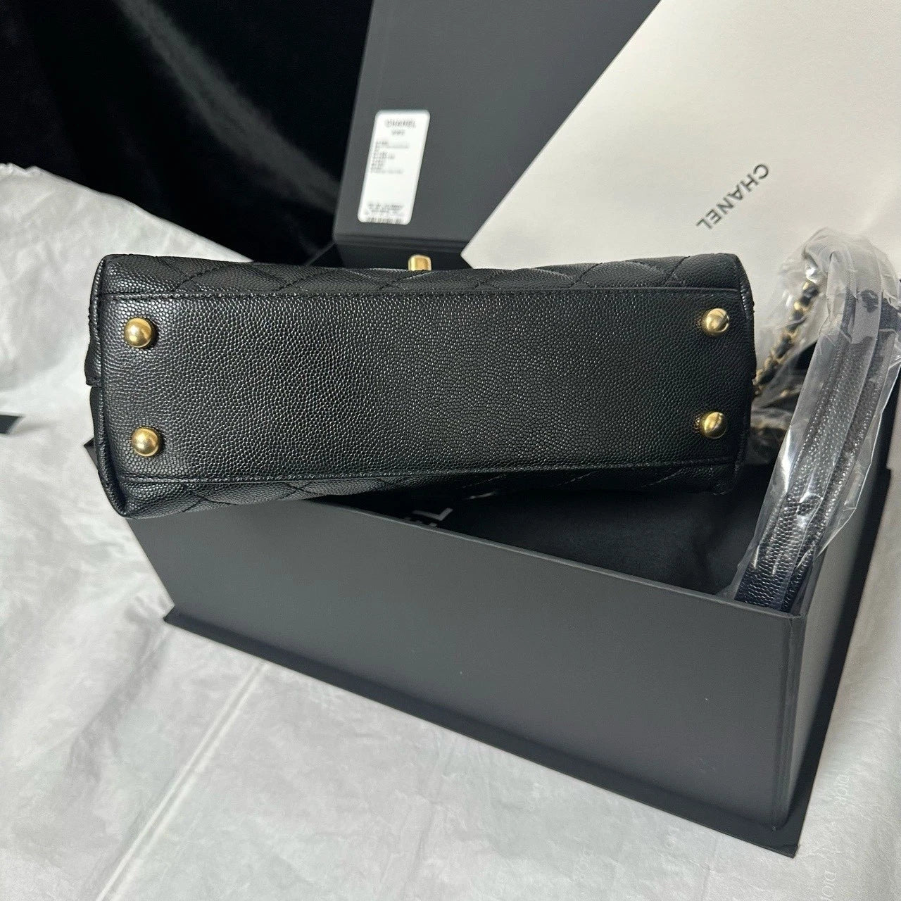 CHANEL Coco Handle Small Black Leather Top Handle Bag For Women