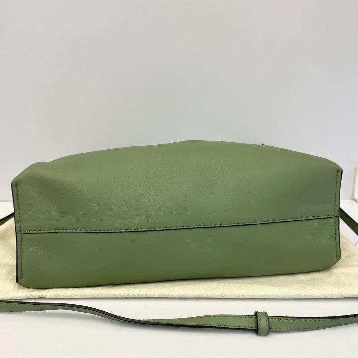 LOEWE Medium Flamenco Leather Bucket Bag Green For Women