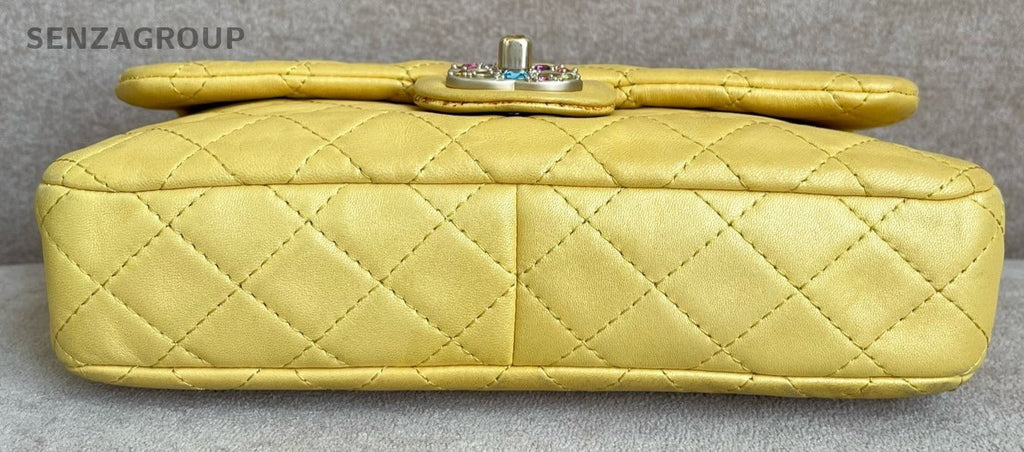 Chanel Classic Flap Chain Shoulder Bag Crossbody Yellow Women Designer