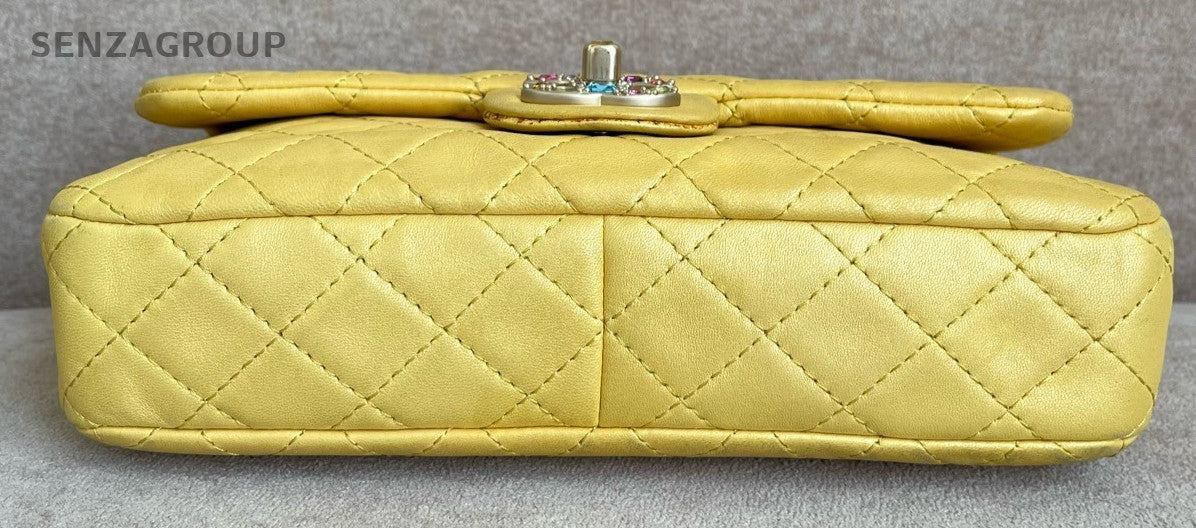 Chanel Classic Flap Chain Shoulder Bag Crossbody Yellow Women Designer