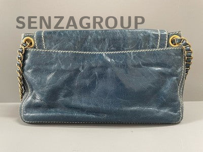 Prada Nylon Chain Shoulder Bag Blue Gold Hardware Women's Fashion