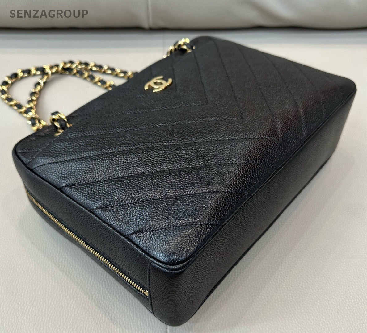 Chanel Camera PM Chain Shoulder Bag Black Gold Used Women Classic