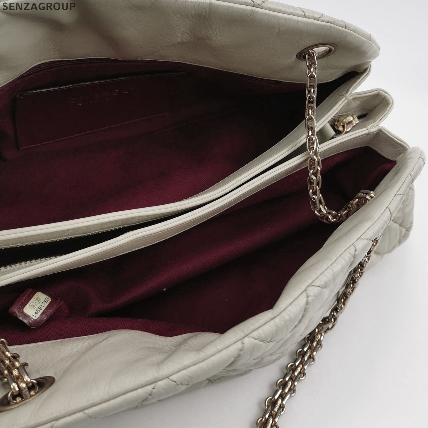 Chanel Bowling Quilted Leather Chain Shoulder Bag - Silver White Classic