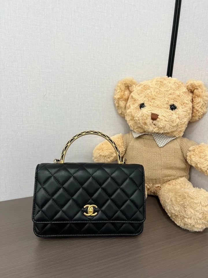 CHANEL Black 23A Embossed WOC Crossbody Bag For Women