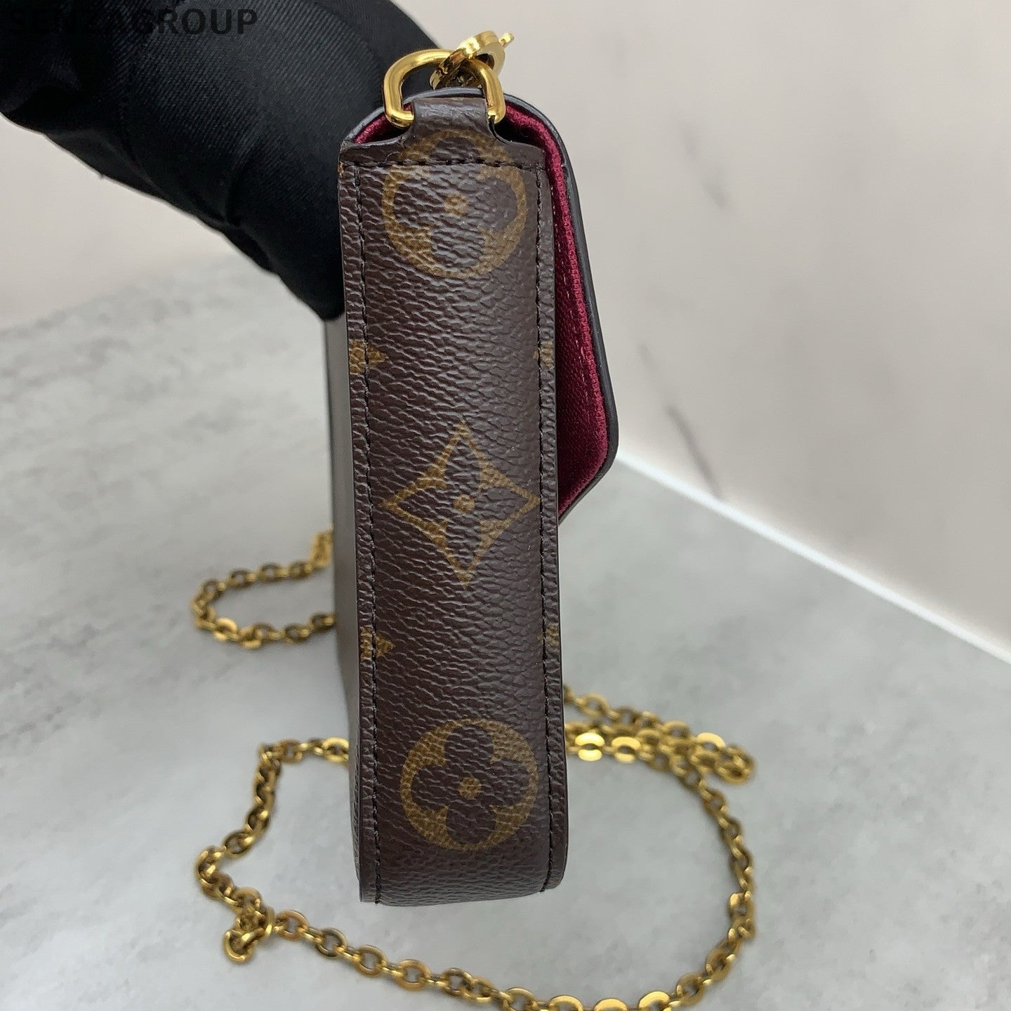 Louis Vuitton Monogram Canvas Trio Chain Shoulder Crossbody Bag Brown