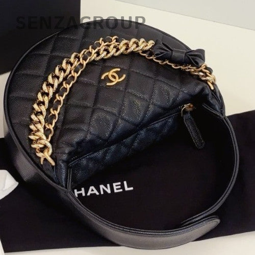 Chanel 24S Hobo Calfskin Top Handle Bag Black Gold Women Classic Fashion