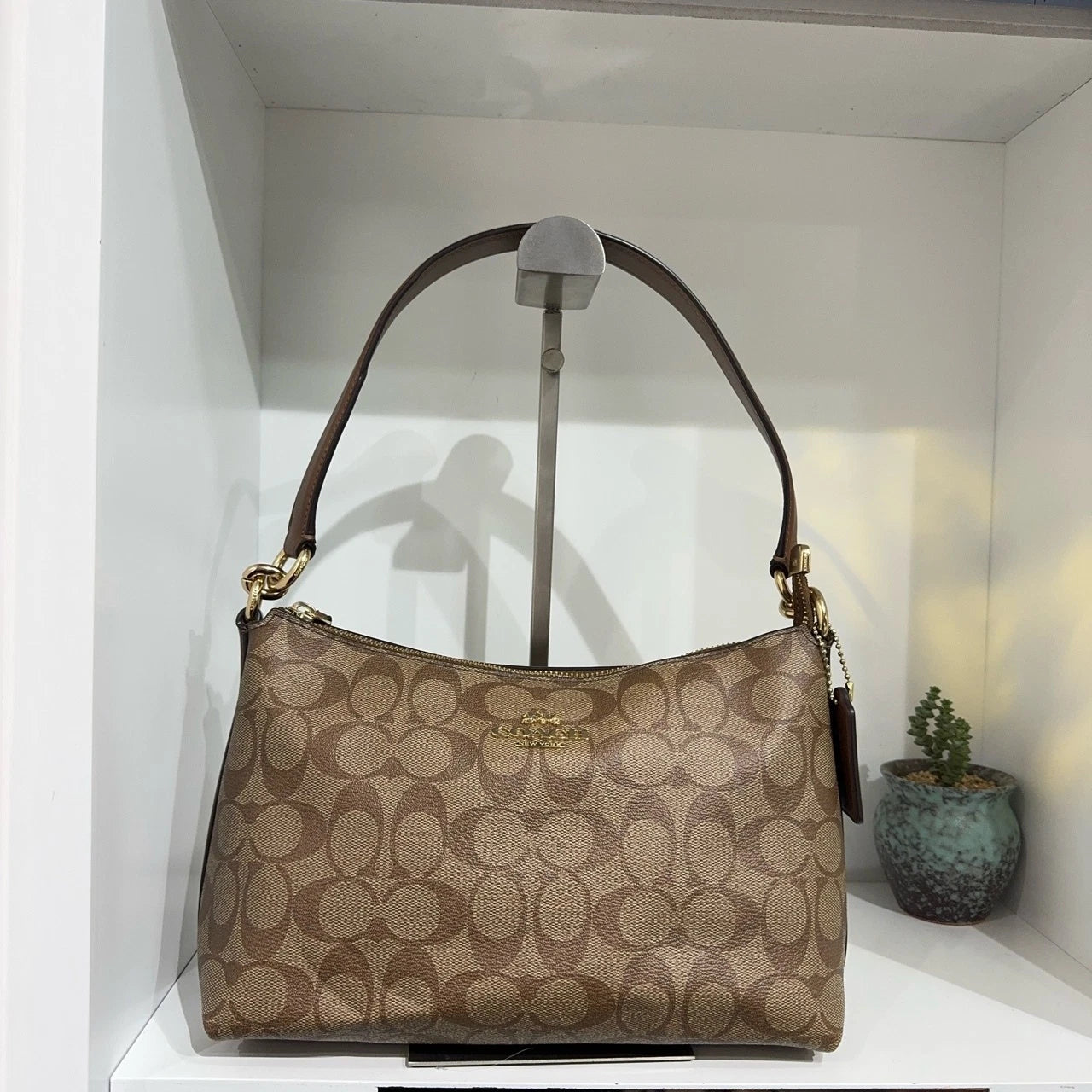 Coach Lewis 26 Canvas Monogram Crescent Shoulder Crossbody Women