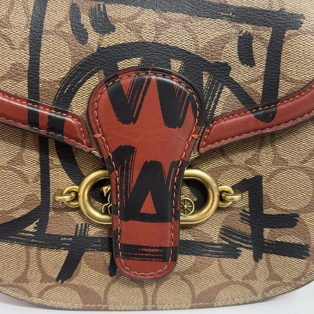 COACH Jade Monogram Canvas Leather Monster Print Crossbody Women