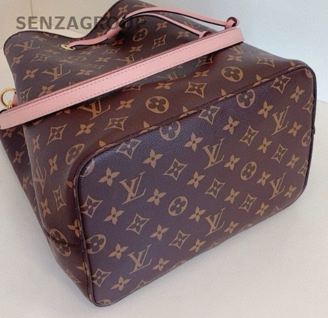 Louis Vuitton Neonoe MM Monogram Bucket Shoulder Bag Crossbody Brown Pink Women