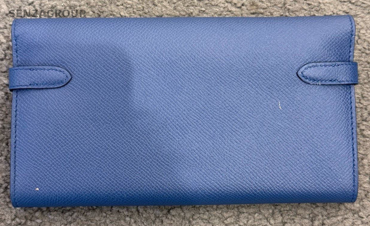 Hermes Kelly Epsom Leather Long Wallet Blue Gold Used Women Classic