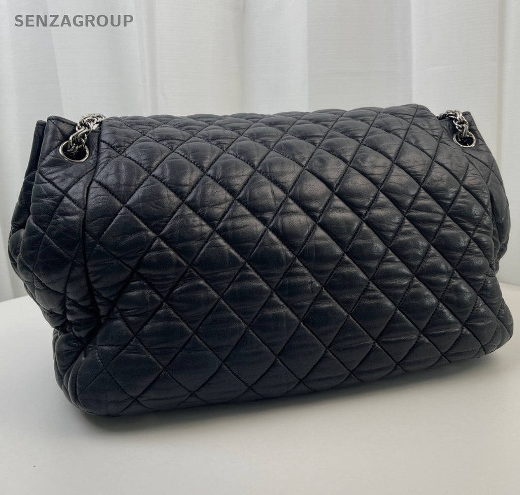 Chanel Diamond Airport Bag Chain Shoulder Bag Black Silver Women Classic