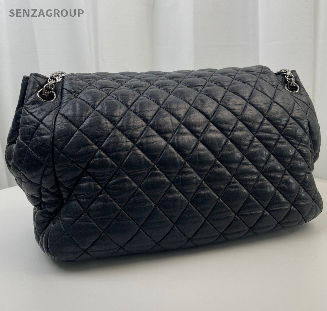 Chanel Diamond Airport Bag Chain Shoulder Bag Black Silver Women Classic