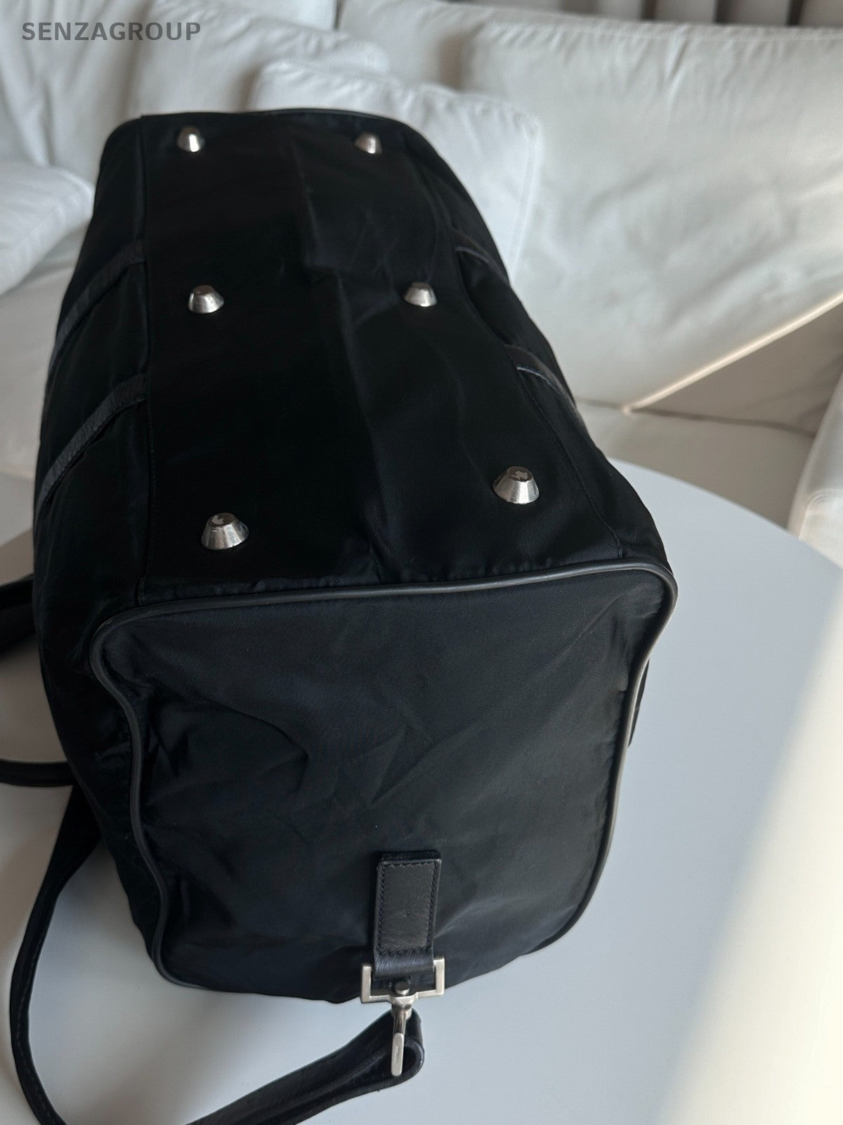 Prada Travel Bag Top Handle Shoulder Crossbody Bag Black Unisex Adults