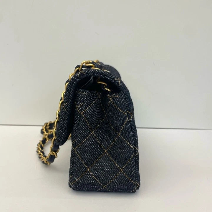 CHANEL Denim CF Large Mini Chain Shoulder Bag For Women
