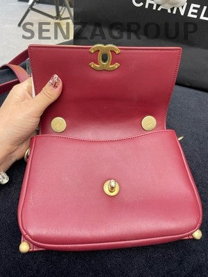 Chanel Red Quilted Classic Flap Bag Gold Hardware Chain Strap