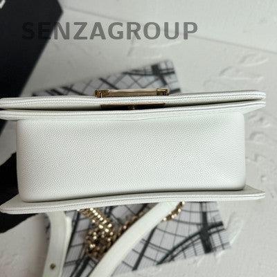 Chanel White Gold Small Le Boy Quilted Shoulder Crossbody Bag Classic