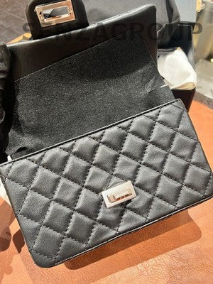 Chanel 2.55 Mini Black Silver Quilted Chain Shoulder Crossbody Bag
