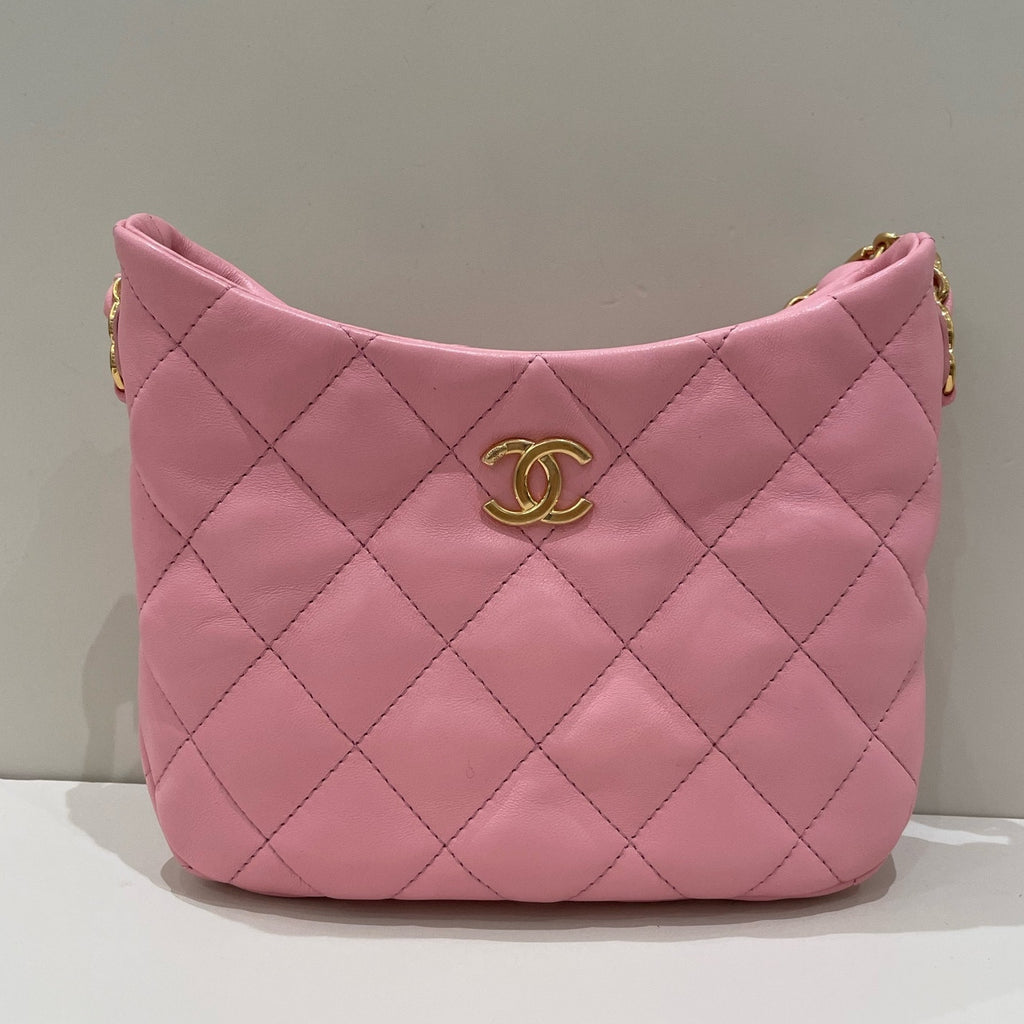 Chanel Quilted Pink Gold Hobo Chain Shoulder Bag - Classic Women's Fashion