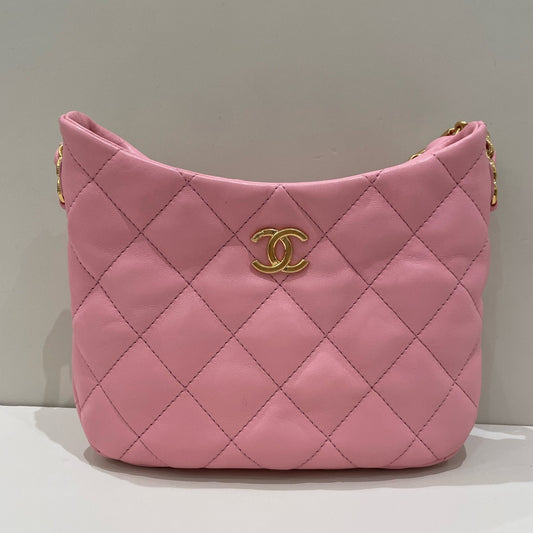 Chanel Quilted Pink Gold Hobo Chain Shoulder Bag - Classic Women's Fashion
