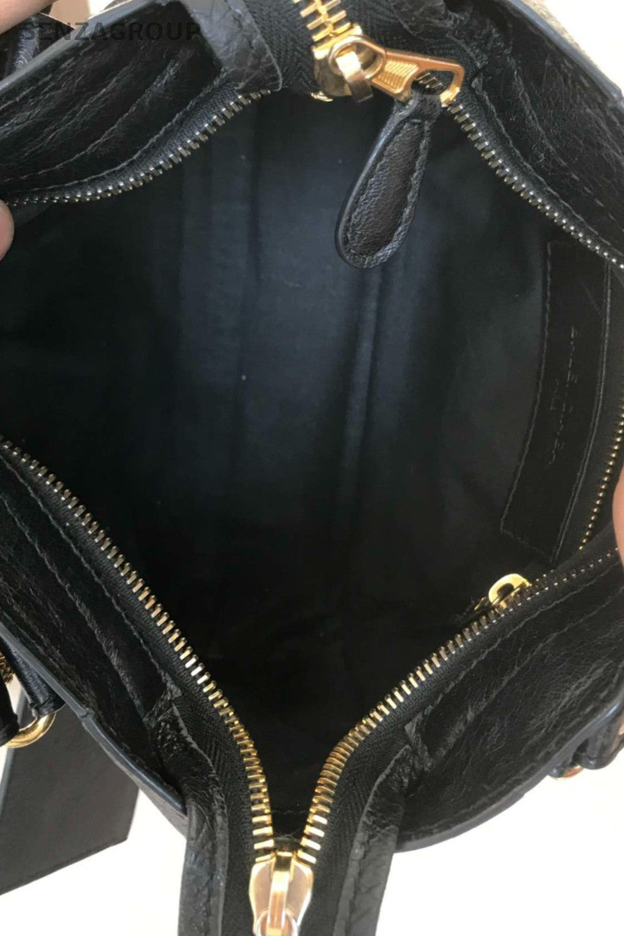 Balenciaga Mini Top Handle Shoulder Bag Crossbody Black Gold Women Classic
