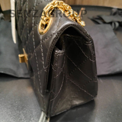 Chanel Mini Vintage Chain Shoulder Bag Black Gold Quilted Leather