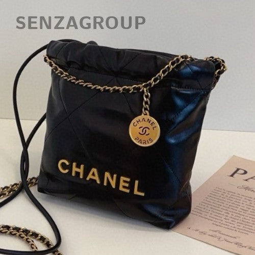 Chanel 22 Mini Chain Shoulder Bag Crossbody Black Gold Women Classic Designer