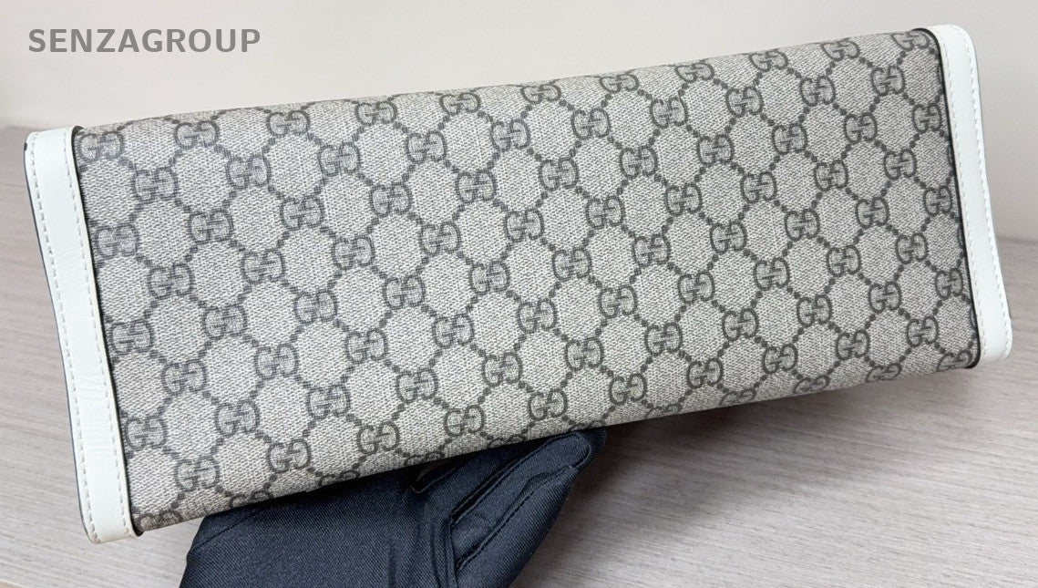 GUCCI Padlock MM Monogram Chain Shoulder bag White Gray Women