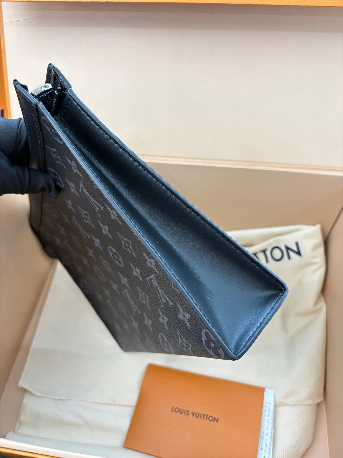 Louis Vuitton Black Monogram Canvas Clutch Pouch For Women