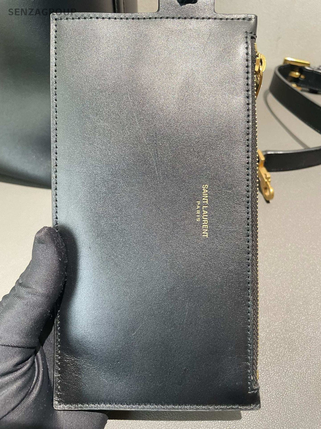 Saint Laurent LE37 GM Bucket Handbag Crossbody Black Gold Women Classic Designer