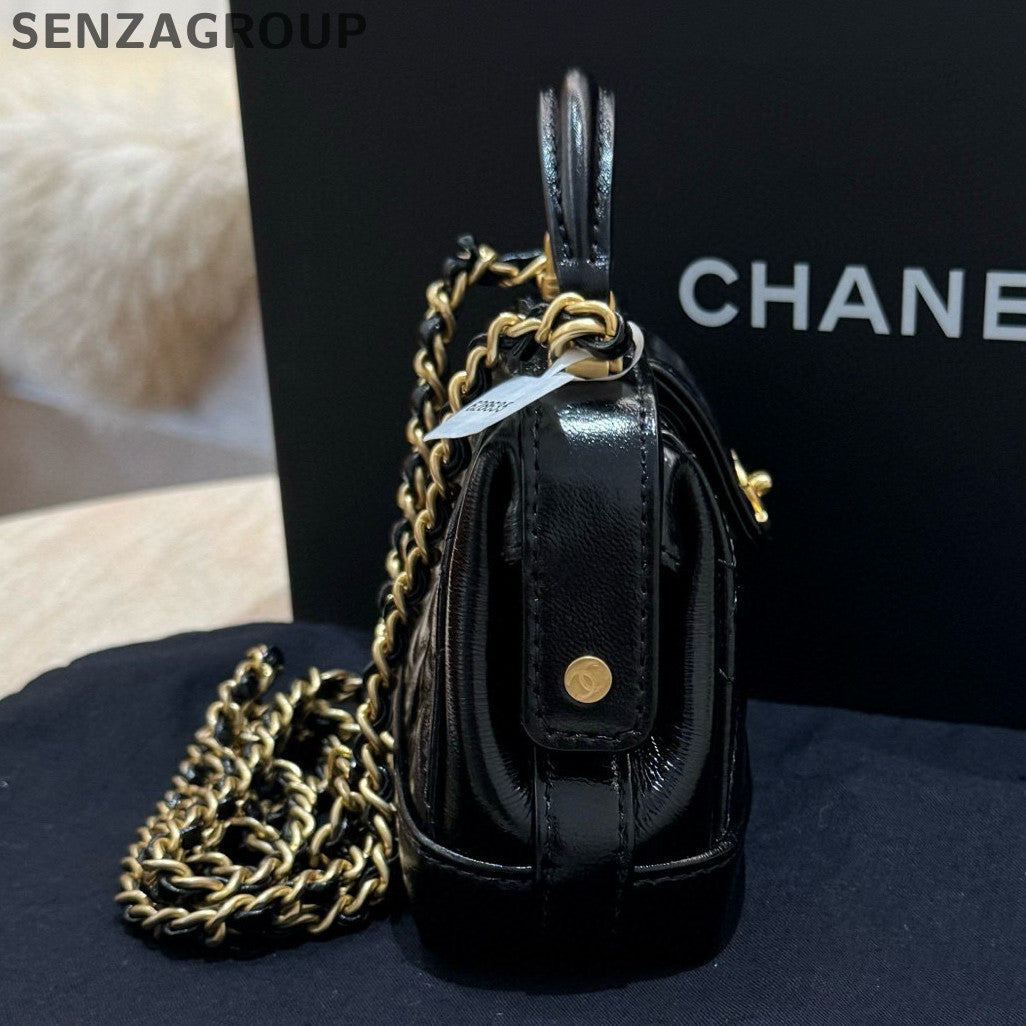 Chanel Mini Lambskin Black Gold Chain Shoulder Bag - Classic Women's