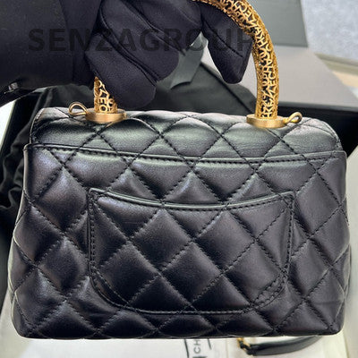 Chanel 22A Coco Handle Mini Black Gold Handbag Shoulder Crossbody Bag