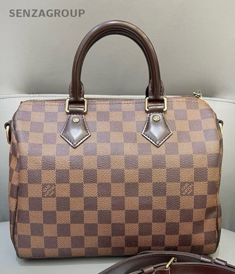 Louis Vuitton Speedy25 Monogram Top Handle Bag Brown Gold Women Classic