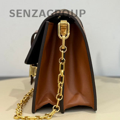 Louis Vuitton Dauphine MM Monogram Chain Shoulder Bag Gold Hardware