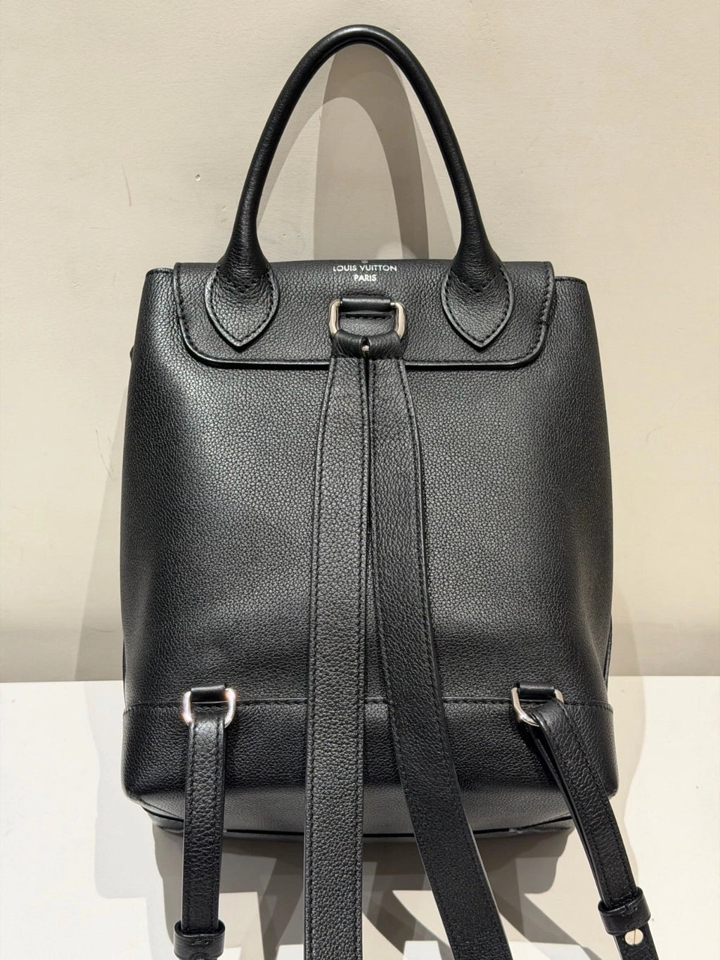 Louis Vuitton Lock Me Backpack Black Silver Used Women Classic